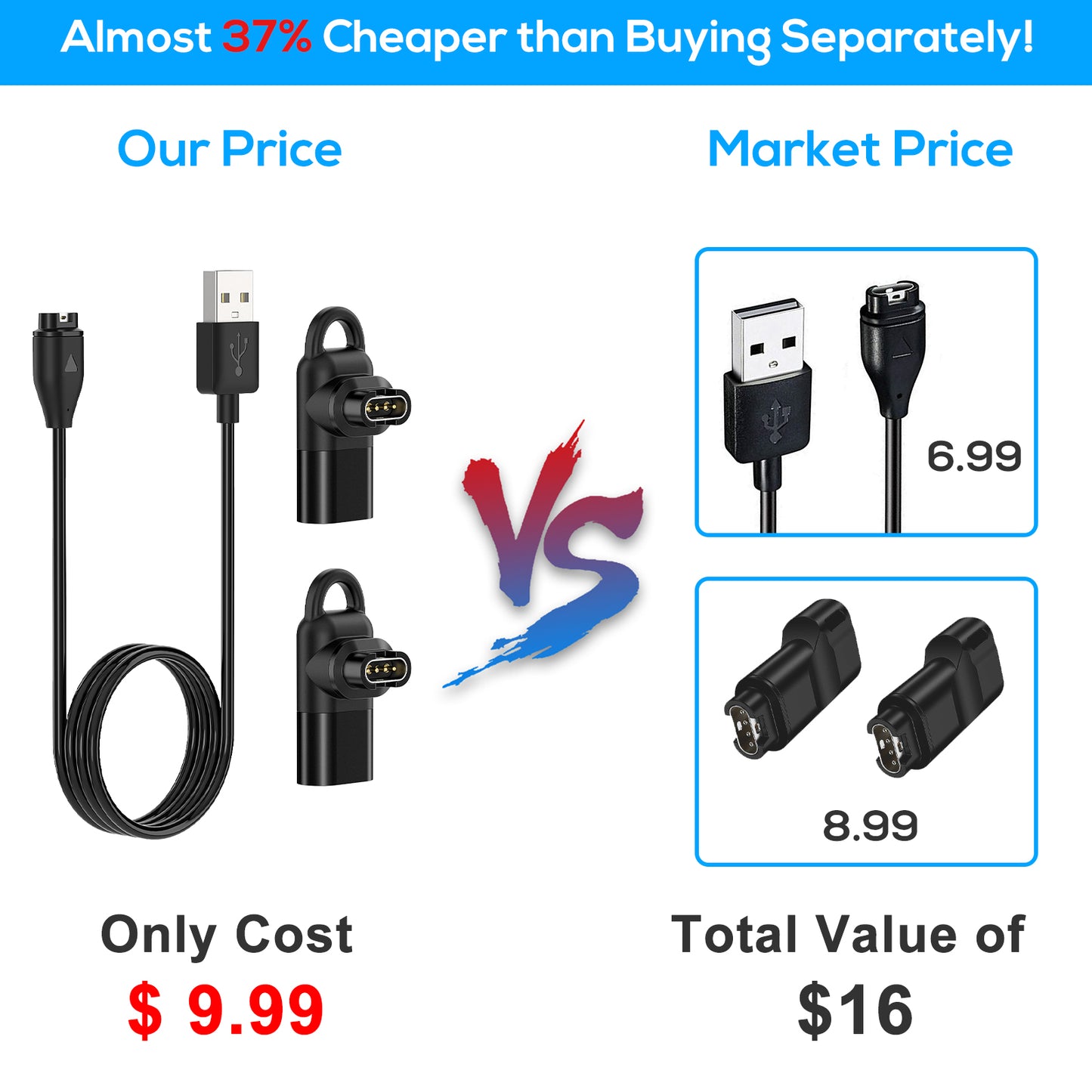 Charging Cable for Garmin Watch with 2 USB C Charger Adapter Connector, 3.3FT Charger Cord for Garmin Fenix 7|7S|7X|6|6S|6X|5|5S, Forerunner 245|945, Instinct 2|2S, Vivoactive 5|4|4S, Vivosmart 5, etc