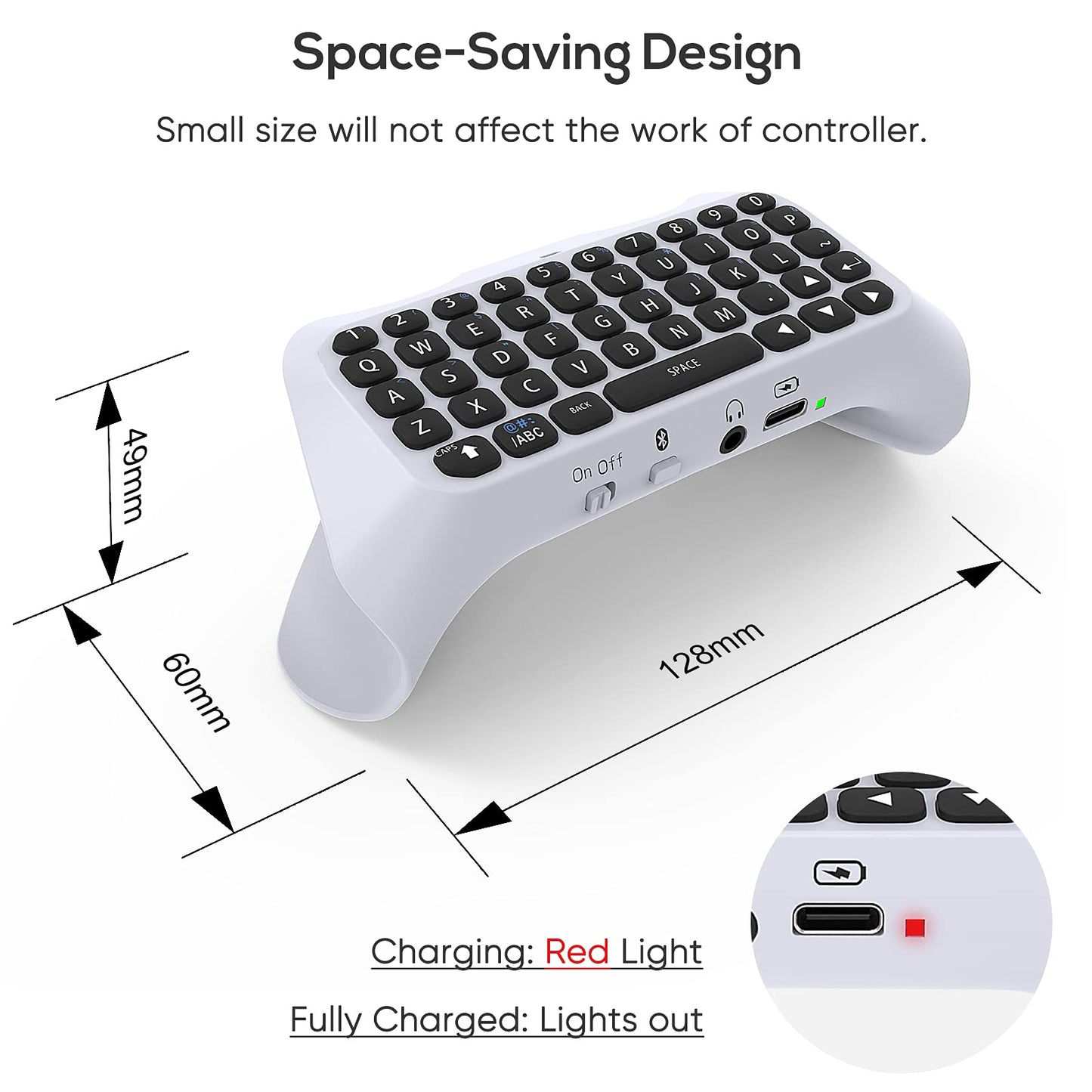 Wireless Controller Keyboard for PS5/PS5 Pro, Bluetooth 3.0 Mini Portable Gamepad Chatpad with Built-in Speaker & 3.5MM Audio Jack for Playstation 5/Playstation 5 Pro Voice Chat Board for Messaging and Gaming Live Chat