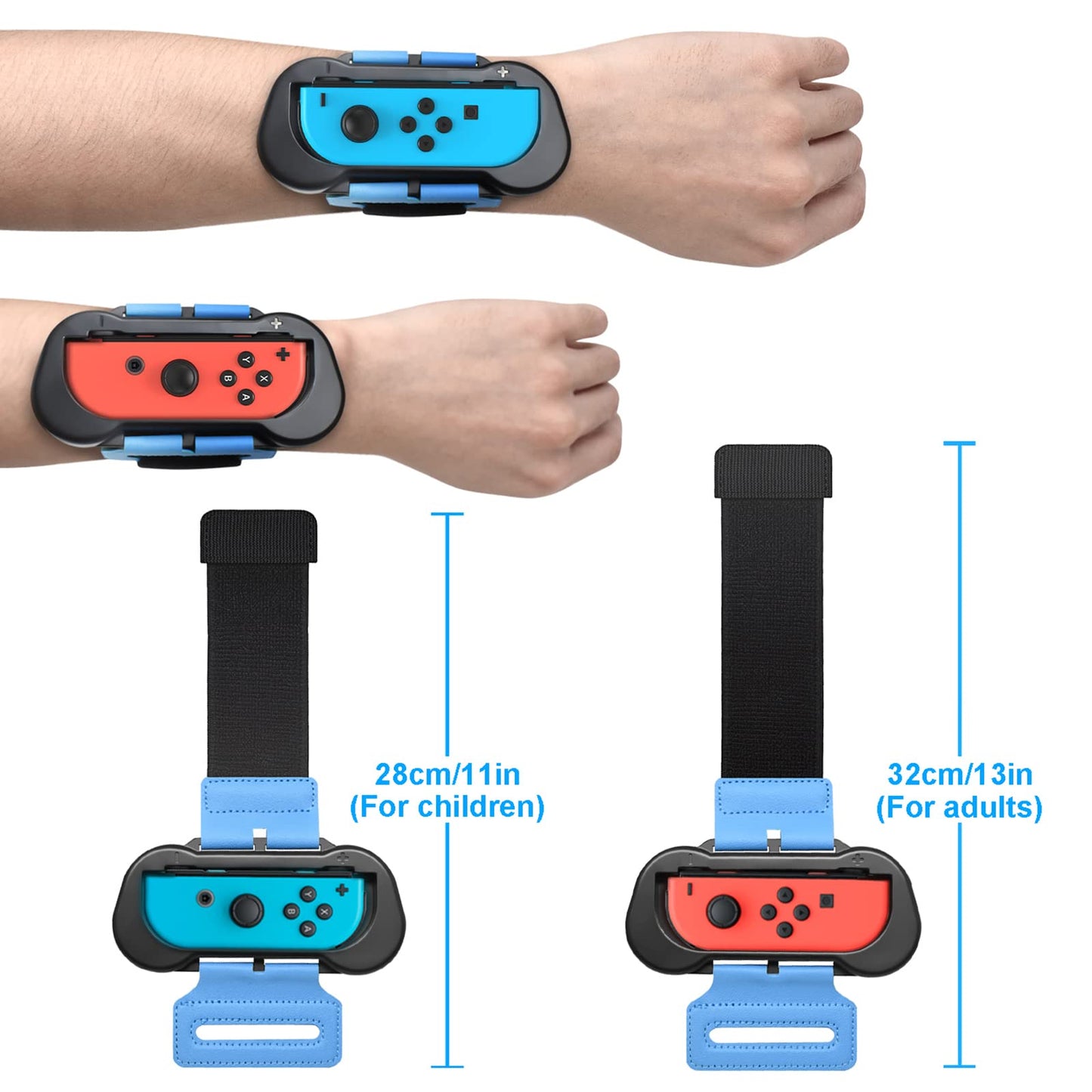 Wrist Bands Compatible with Just-Dance 2025 2024 2023/for Zumba Burn It Up for Nintendo Switch & Swith OLED Model for Joy-Cons,Adjustable Elastic Strap, Two Size for Adults & Children,2 Pack Black