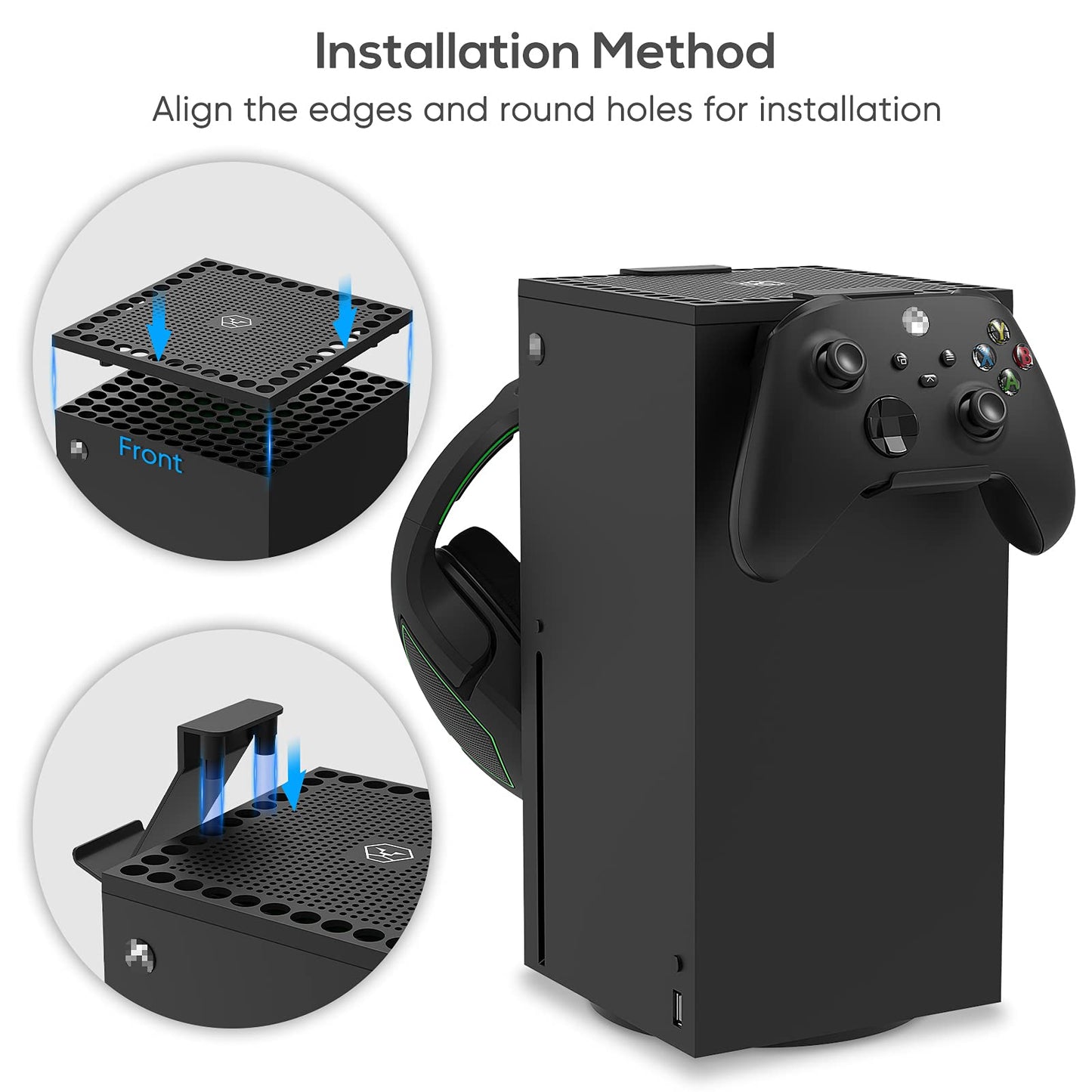 Dust Cover Controller Holder for Xbox Series X Console, Holder Stand Mount Accessories for Xbox Series X Controller and Gaming Headsets