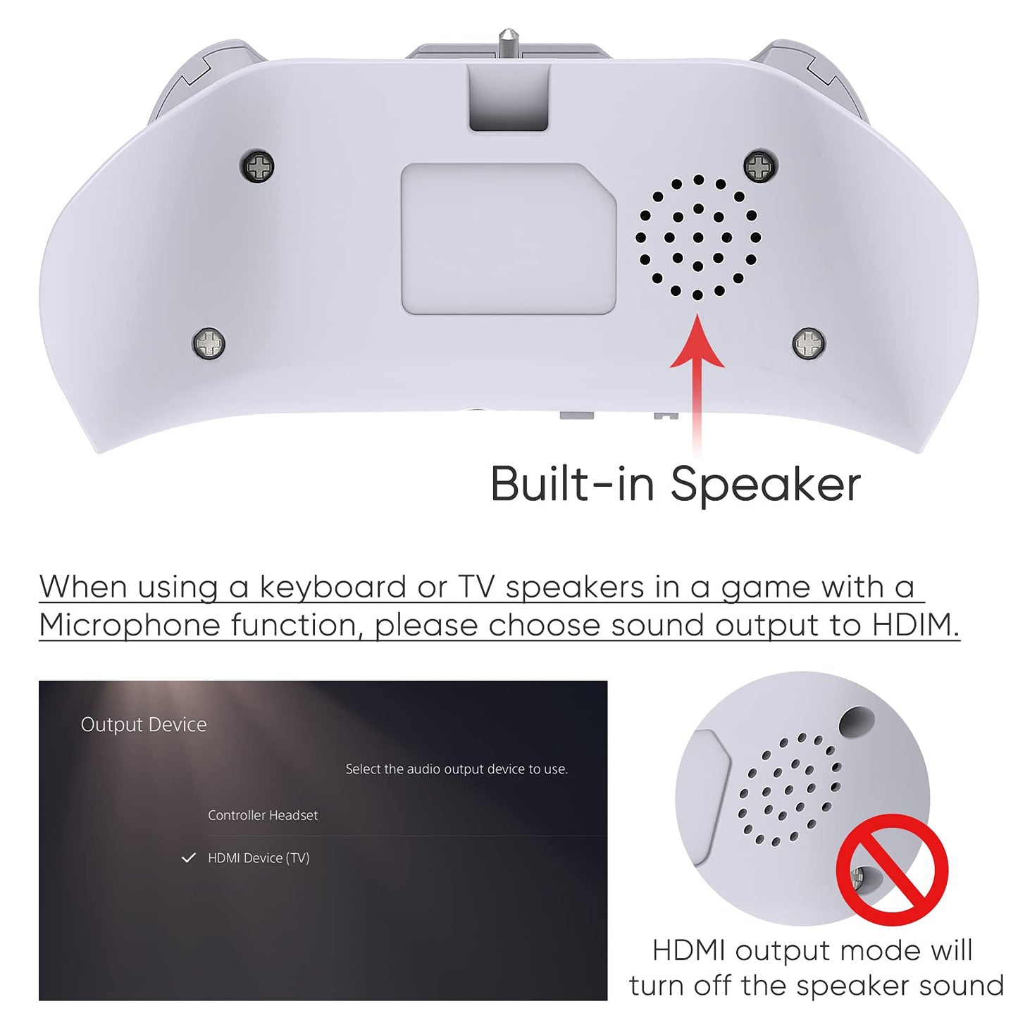 Wireless Controller Keyboard for PS5/PS5 Pro, Bluetooth 3.0 Mini Portable Gamepad Chatpad with Built-in Speaker & 3.5MM Audio Jack for Playstation 5/Playstation 5 Pro Voice Chat Board for Messaging and Gaming Live Chat