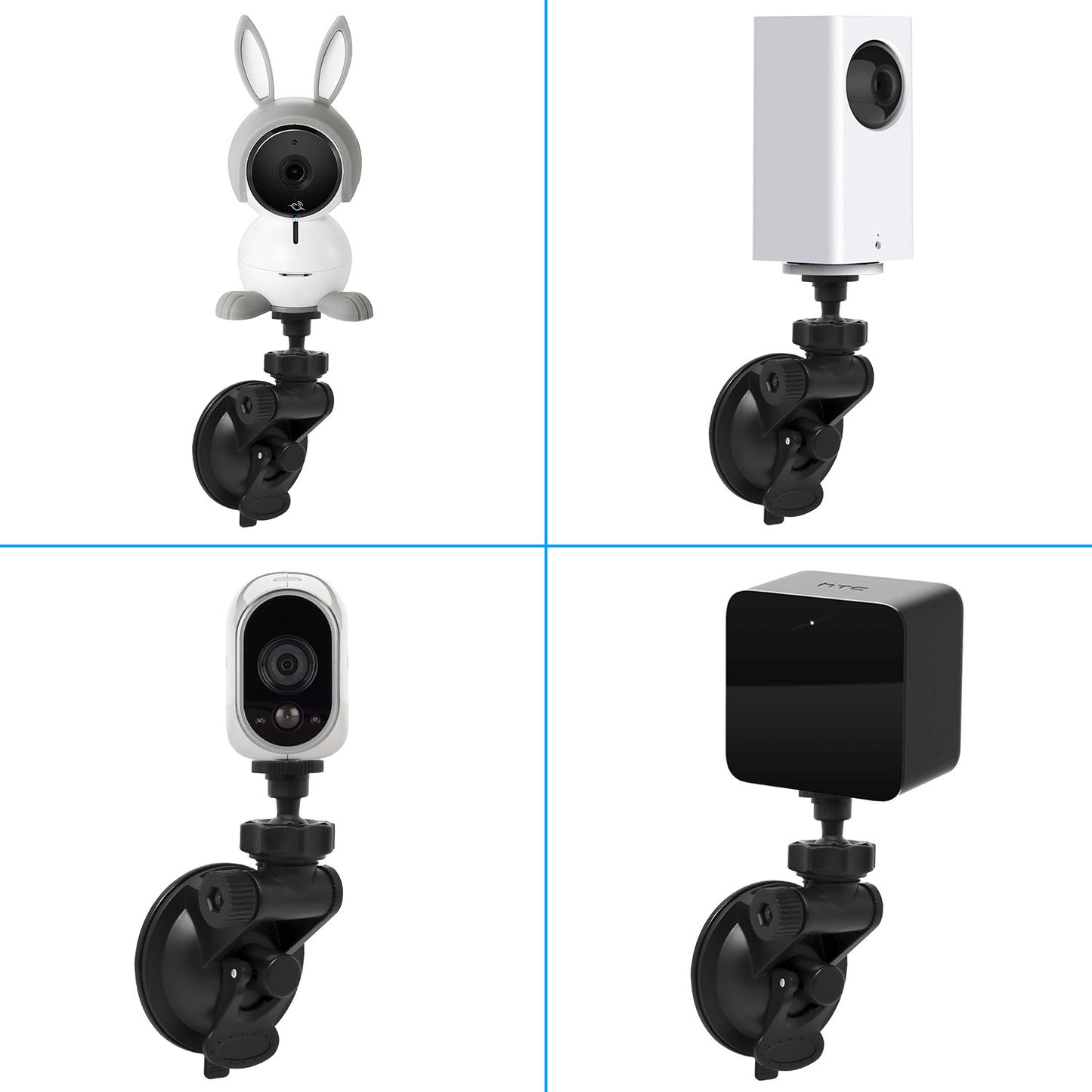 Camera Suction Cup Wall Mount For Wyze Cam V3/Pro,for Wyze Cam Pan/V3,for Oculus Sensor,for HTC Vive Base Station,Swivel 360 Degree Adjustable In/Outdoor Bracket with Washable Silica Gel(2 Pack)