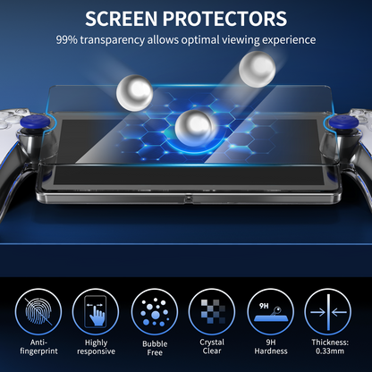 MENEEA Protective Case for PlayStation Portal Remote Player, Clear PC Cover Protector for PS Portal Controller,All-Round Non-Slip Thumb Grips Tempered Film Accessories kit for Portal Remote Player
