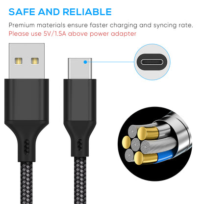 MENEEA Charger Charging Cable for PS5 Controller,for Xbox Series X,for Xbox Series S,for Nintendo Switch Controller,2 Pack 10FT Replacement USB C Cord Nylon Braided Type-C Ports Accessories Kit,Black