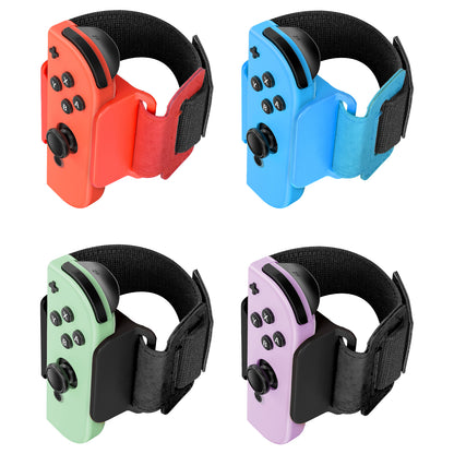 [4 PACK] Wristband for Just-Dance 2025 2024 2023/ for Zumba Burn It Up, for Nintendo Switch& Swith OLED for Joy-Cons, MENEEA Adjustable Wrist Strap for Adult Teens and Kids, Skin-kindly Black Red Blue