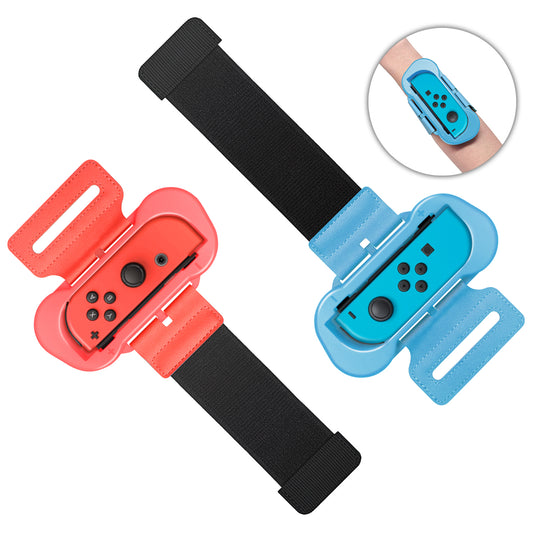 Wrist Bands Compatible with Just-Dance 2024 2023 2022/for Zumba Burn It Up for Nintendo Switch & Swith OLED Model for Joy-Cons,Adjustable Elastic Strap, Two Size for Adults & Children,2 Pack Red/Blue
