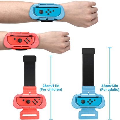 Wrist Bands Compatible with Just-Dance 2024 2023 2022/for Zumba Burn It Up for Nintendo Switch & Swith OLED Model for Joy-Cons,Adjustable Elastic Strap, Two Size for Adults & Children,2 Pack Red/Blue