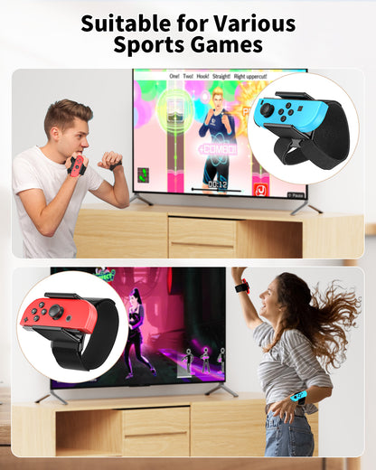 6-in-1 Wrist Band for Switch Just Dance 2025 2024 etc, Hand Strap for Switch Sports Games for Zumba Burn It Up, Compatible with Nintendo Switch & Switch OLED Joy Controller, Case-Friendly Adjustable
