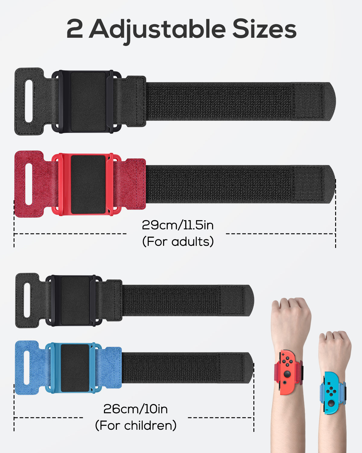 [4 PACK] Wristband for Just-Dance 2025 2024 2023/ for Zumba Burn It Up, for Nintendo Switch& Swith OLED for Joy-Cons, MENEEA Adjustable Wrist Strap for Adult Teens and Kids, Skin-kindly Black Red Blue