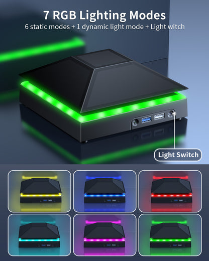 Cooling Fan Dust Proof for Xbox Series X Console with Colorful Light Strip,MENEEA Dust Cover Filter,Rubber Plugs,Low Noise Top Fan with 3 Gears,Cooler&Light Independent Touch Switch, 2 USB Port