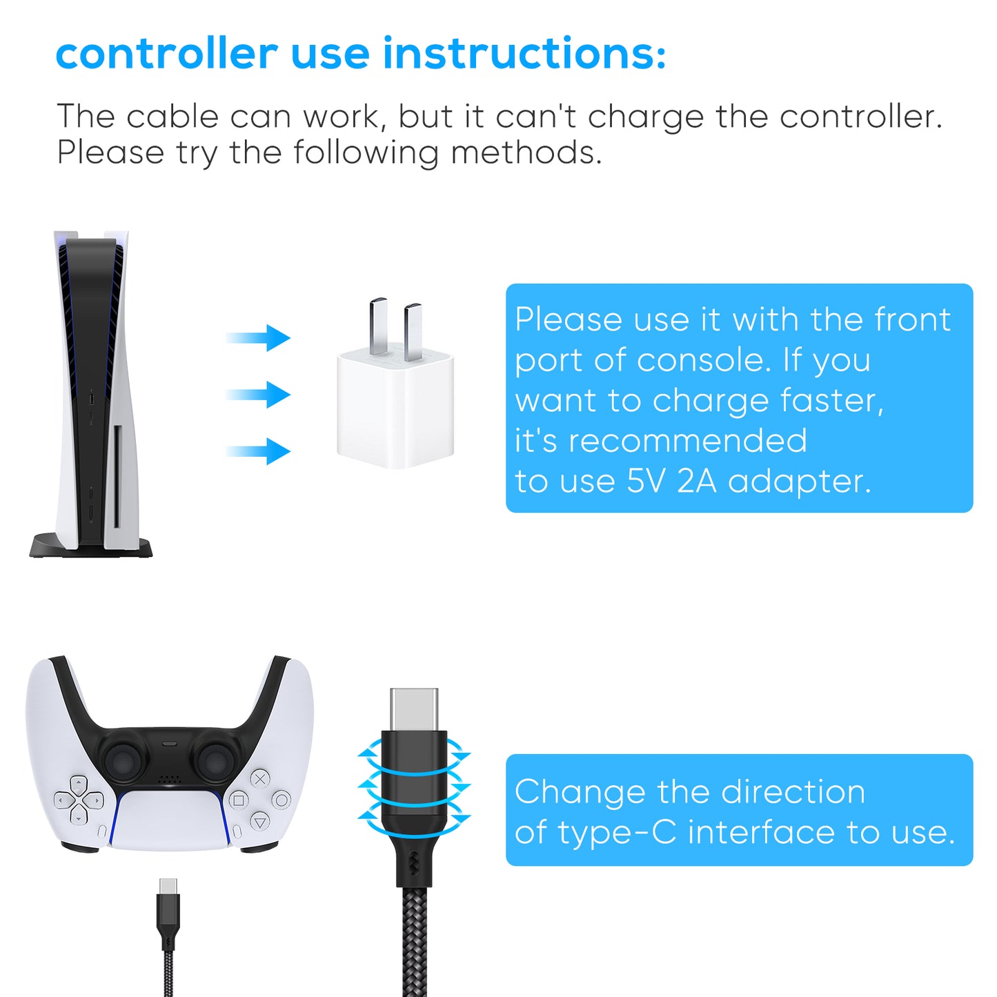 MENEEA Charger Charging Cable for PS5 Controller,for Xbox Series X,for Xbox Series S,for Nintendo Switch Controller,2 Pack 10FT Replacement USB C Cord Nylon Braided Type-C Ports Accessories Kit,Black