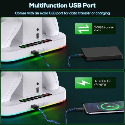 Cooling Stand for Xbox Series S with RGB Light, MENEEA Fast Charger Station with 2x1400mAH Batteries,Cooler Accessories with 3-speed Adjustable Fan, Dual Charger Dock, 15 Light Modes, 2.0 USB Port
