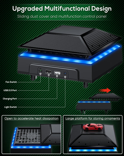 RGB Cooling Fan for Xbox Series X with Dust Filter & 7 RGB LED Light Modes,Auto Fan Speed Adjustable by Temperature,Cooler & Light Independent Touch Switch, Cooling System Horizontal for Xbox Series X