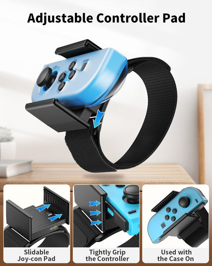 6-in-1 Wrist Band for Switch Just Dance 2025 2024 etc, Hand Strap for Switch Sports Games for Zumba Burn It Up, Compatible with Nintendo Switch & Switch OLED Joy Controller, Case-Friendly Adjustable