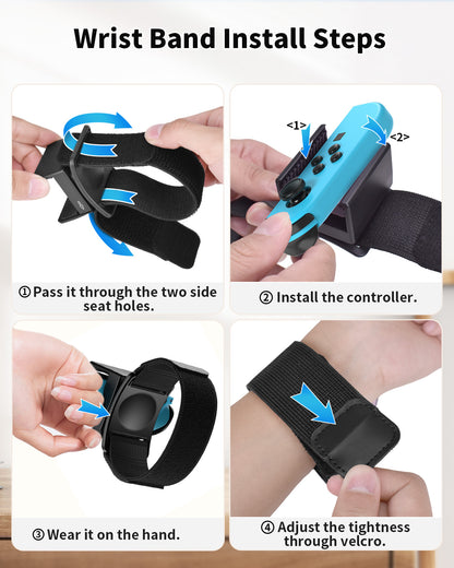 6-in-1 Wrist Band for Switch Just Dance 2025 2024 etc, Hand Strap for Switch Sports Games for Zumba Burn It Up, Compatible with Nintendo Switch & Switch OLED Joy Controller, Case-Friendly Adjustable