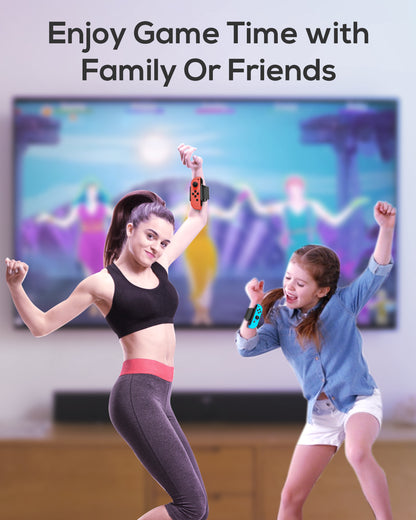 [4 PACK] Wristband for Just-Dance 2025 2024 2023/ for Zumba Burn It Up, for Nintendo Switch& Swith OLED for Joy-Cons, MENEEA Adjustable Wrist Strap for Adult Teens and Kids, Skin-kindly Black Red Blue