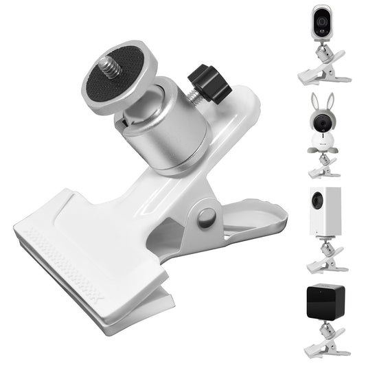 Metal Mount-Desk Rotating Clip Clamp Holder Stand with 1/4" Screw Ball Head for Wyze Cam V3/Pro,for Wyze Cam Pan/V3,for Oculus Sensor,for HTC Vive Base Station,for Arlo and Other Home Security Camera