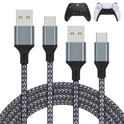 MENEEA Charger Charging Cable for PS5 Controller,for Xbox Series X,for Xbox Series S,for Nintendo Switch Controller,2 Pack 10FT Replacement USB C Cord Nylon Braided Type-C Ports Accessories Kit,Black