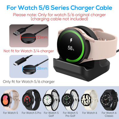 Stand for Samsung Galaxy Watch 7 40,44mm/ Watch Ultra/Watch 6 40mm,44mm /Watch Classic 43mm, 44mm /Watch 5/Watch 5 Pro,Non-Slip Silicone Charging Dock,Charger Base Holder with Cable Management Slot