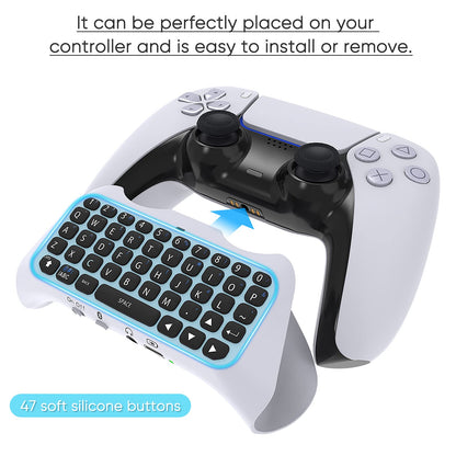Wireless Controller Keyboard for PS5/PS5 Pro, Bluetooth 3.0 Mini Portable Gamepad Chatpad with Built-in Speaker & 3.5MM Audio Jack for Playstation 5/Playstation 5 Pro Voice Chat Board for Messaging and Gaming Live Chat