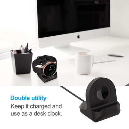 Stand for Samsung Galaxy Watch FE/Watch 4/Watch 4 Classic/Watch 3 41mm 45mm/Active 2 40mm 44mm, Non-Slip Silicone Charging Dock Holder, Charger Bracket with Integrated Cable Management Slot [No Cable]