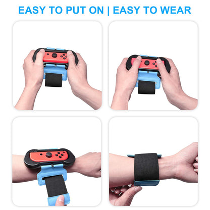 Wrist Bands Compatible with Just-Dance 2025 2024 2023/for Zumba Burn It Up for Nintendo Switch & Swith OLED Model for Joy-Cons,Adjustable Elastic Strap, Two Size for Adults & Children,2 Pack Black