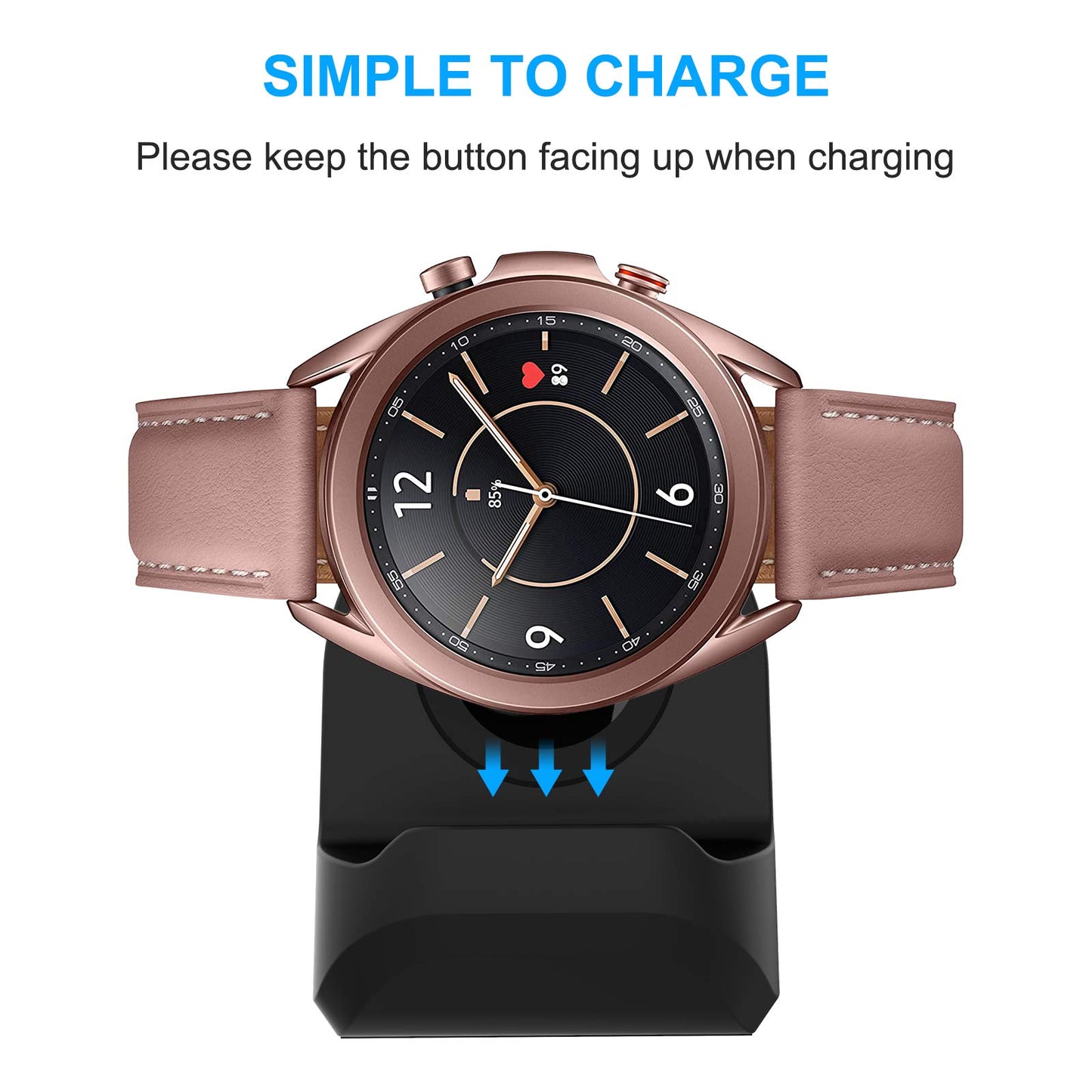 Stand for Samsung Galaxy Watch FE/Watch 4/Watch 4 Classic/Watch 3 41mm 45mm/Active 2 40mm 44mm, Non-Slip Silicone Charging Dock Holder, Charger Bracket with Integrated Cable Management Slot [No Cable]