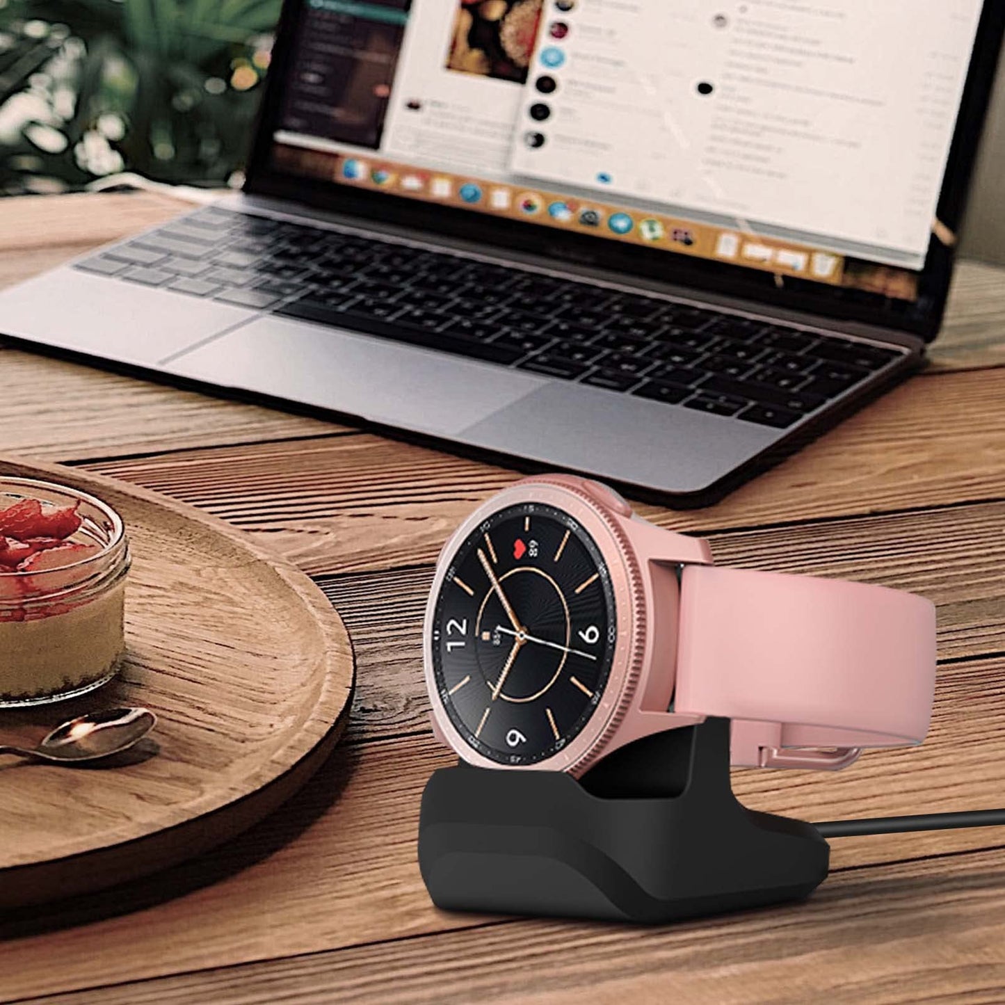 Stand for Samsung Galaxy Watch FE/Watch 4/Watch 4 Classic/Watch 3 41mm 45mm/Active 2 40mm 44mm, Non-Slip Silicone Charging Dock Holder, Charger Bracket with Integrated Cable Management Slot [No Cable]